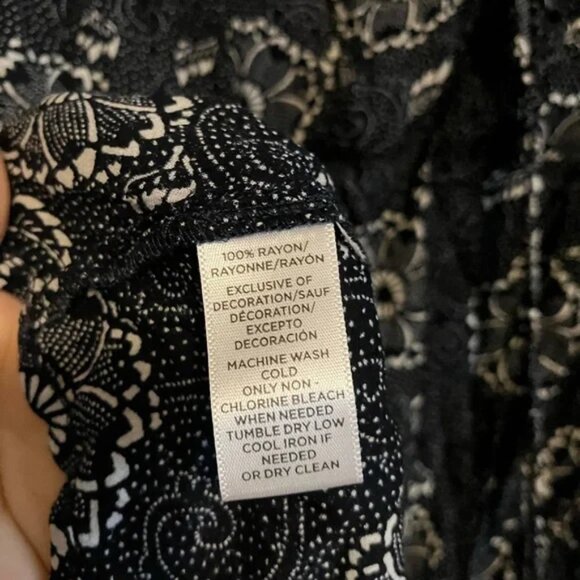 Ann Taylor Loft Dark Floral Print Lace Tassel Peasant Boho Long Sleeve Blouse - - Picture 9 of 11